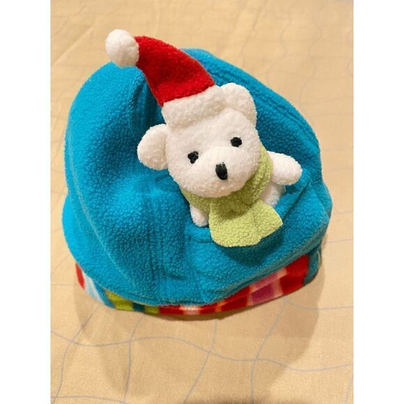 Kids Unisex Winter Mittens & Hat Set Blue 100% Polyester - Picture 3 of 9
